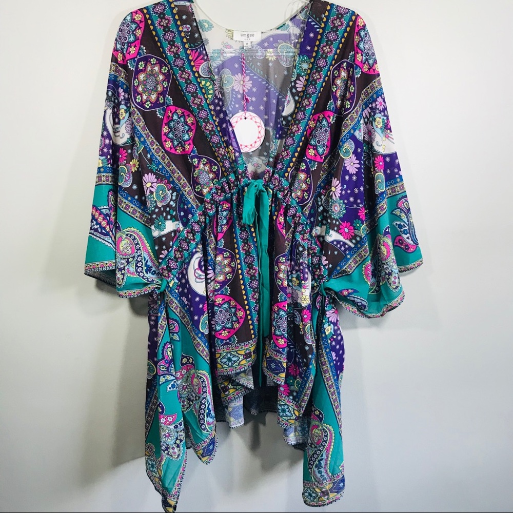Boho Paisley Print Kimono Top NEW Small - Picture 3 of 8